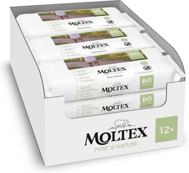 Moltex BIO Feuchttücher Babys Karton 12 x 60 Stk Pure & Nature MADE IN GERMANY Baby Wipes 