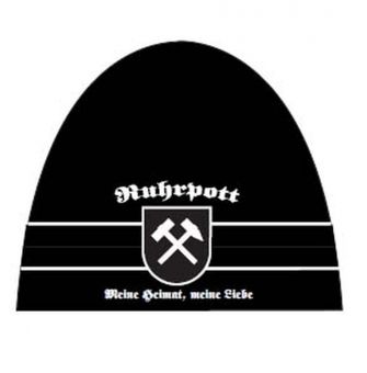 Mütze Ruhrpott Wappen gestickt Strickmütze schwarz Meine Heimat, meine Liebe 